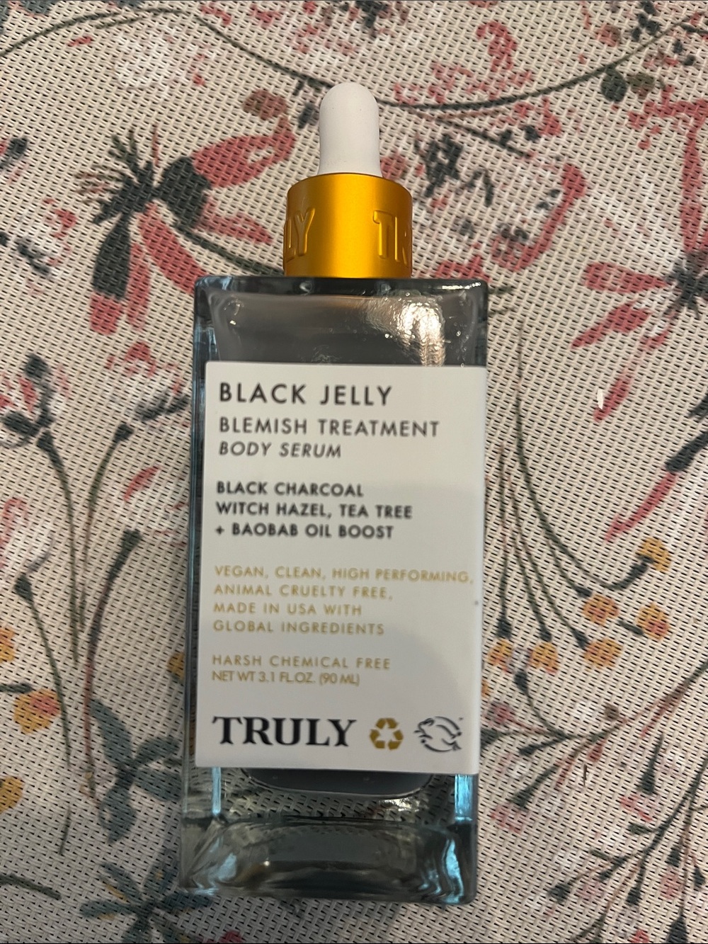 TRULY Black Jelly Blemish Treatment Body Serum - Black with Gold Dropper